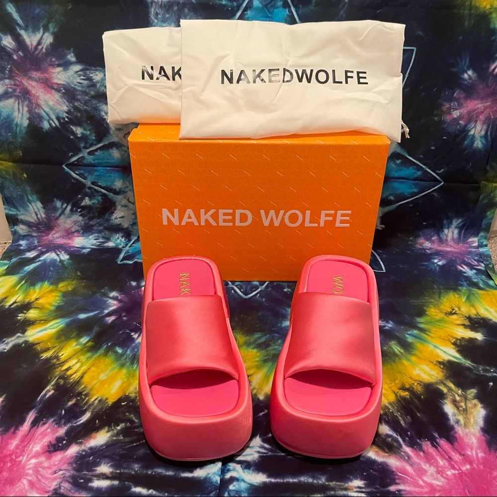 Naked wolfe destiny pink satin slides